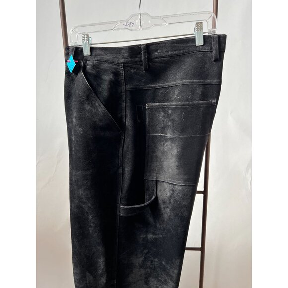 Black faux suede Pants By Virgola Uomo 40 100% Polyester Made In Korea - Picture 9 of 16